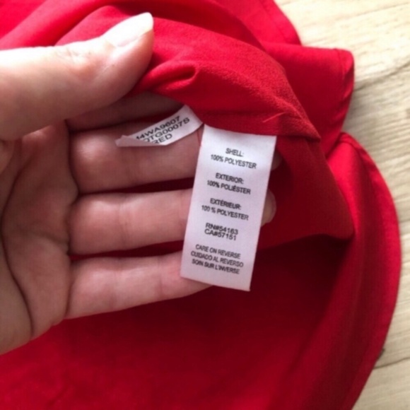 MASSIVE $10 SALE Calvin Klein Red Tie Front Blouse with Mandarin Collar - Picture 3 of 5